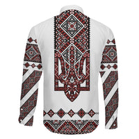 Ukraine Bandura Vyshyvanka Pattern Family Matching Off Shoulder Maxi Dress and Hawaiian Shirt Ukrainian Heritage Folk White Version