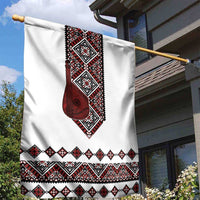 Ukraine Bandura Vyshyvanka Pattern Garden Flag Ukrainian Heritage Folk White Version - Wonder Print Shop