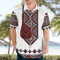 Ukraine Bandura Vyshyvanka Pattern Hawaiian Shirt Ukrainian Heritage Folk White Version - Wonder Print Shop