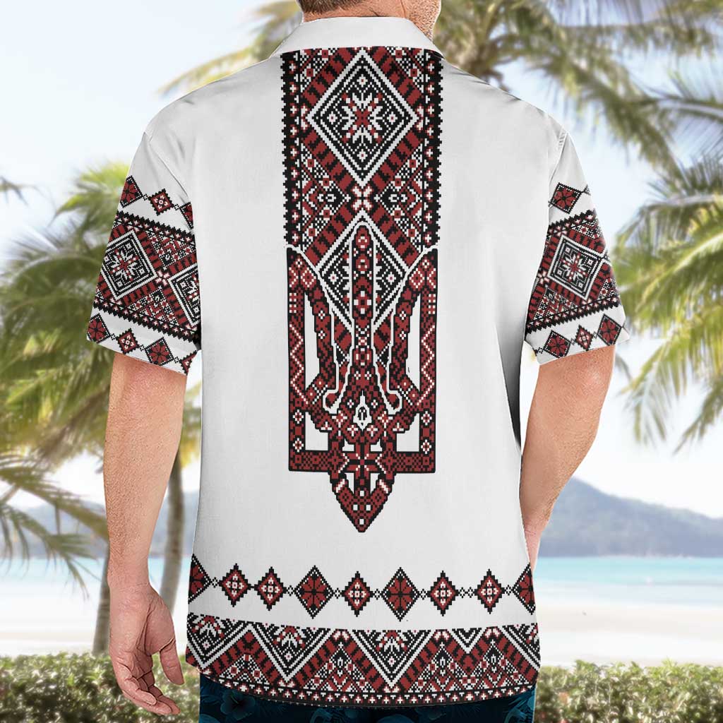 Ukraine Bandura Vyshyvanka Pattern Hawaiian Shirt Ukrainian Heritage Folk White Version - Wonder Print Shop