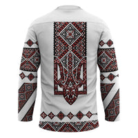 Ukraine Bandura Vyshyvanka Pattern Hockey Jersey Ukrainian Heritage Folk White Version - Wonder Print Shop