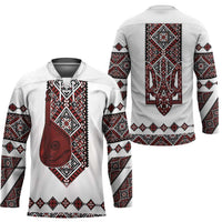 Ukraine Bandura Vyshyvanka Pattern Hockey Jersey Ukrainian Heritage Folk White Version - Wonder Print Shop