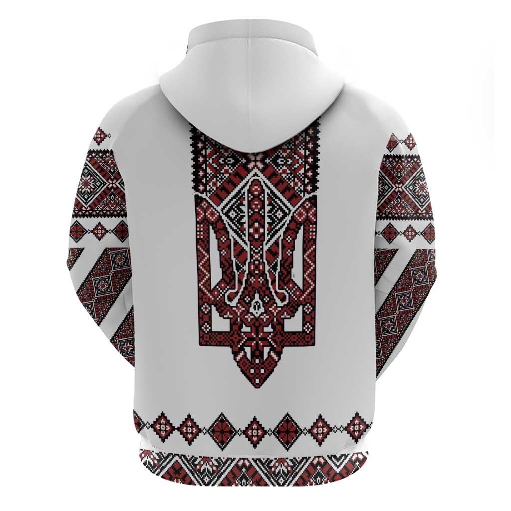 Ukraine Bandura Vyshyvanka Pattern Hoodie Ukrainian Heritage Folk White Version - Wonder Print Shop