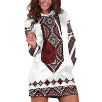Ukraine Bandura Vyshyvanka Pattern Hoodie Dress Ukrainian Heritage Folk White Version - Wonder Print Shop