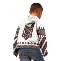 Ukraine Bandura Vyshyvanka Pattern Kid Hoodie Ukrainian Heritage Folk White Version - Wonder Print Shop