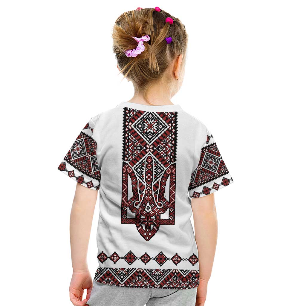 Ukraine Bandura Vyshyvanka Pattern Kid T Shirt Ukrainian Heritage Folk White Version - Wonder Print Shop