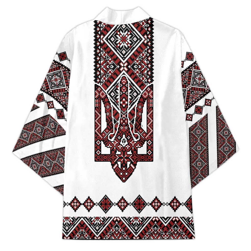 Ukraine Bandura Vyshyvanka Pattern Kimono Ukrainian Heritage Folk White Version - Wonder Print Shop