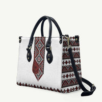 Ukraine Bandura Vyshyvanka Pattern Leather Bag Ukrainian Heritage Folk White Version - Wonder Print Shop