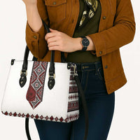 Ukraine Bandura Vyshyvanka Pattern Leather Bag Ukrainian Heritage Folk White Version - Wonder Print Shop