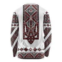 Ukraine Bandura Vyshyvanka Pattern Long Sleeve Shirt Ukrainian Heritage Folk White Version - Wonder Print Shop