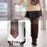 Ukraine Bandura Vyshyvanka Pattern Luggage Cover Ukrainian Heritage Folk White Version - Wonder Print Shop