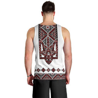 Ukraine Bandura Vyshyvanka Pattern Men Tank Top Ukrainian Heritage Folk White Version - Wonder Print Shop