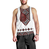 Ukraine Bandura Vyshyvanka Pattern Men Tank Top Ukrainian Heritage Folk White Version - Wonder Print Shop