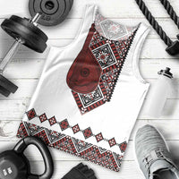 Ukraine Bandura Vyshyvanka Pattern Men Tank Top Ukrainian Heritage Folk White Version - Wonder Print Shop