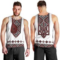 Ukraine Bandura Vyshyvanka Pattern Men Tank Top Ukrainian Heritage Folk White Version - Wonder Print Shop