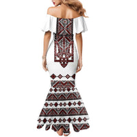 Ukraine Bandura Vyshyvanka Pattern Mermaid Dress Ukrainian Heritage Folk White Version - Wonder Print Shop