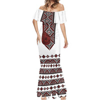 Ukraine Bandura Vyshyvanka Pattern Mermaid Dress Ukrainian Heritage Folk White Version - Wonder Print Shop
