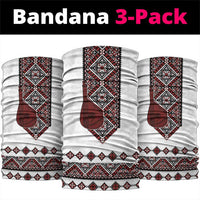 Ukraine Bandura Vyshyvanka Pattern Neck Gaiter Ukrainian Heritage Folk White Version - Wonder Print Shop