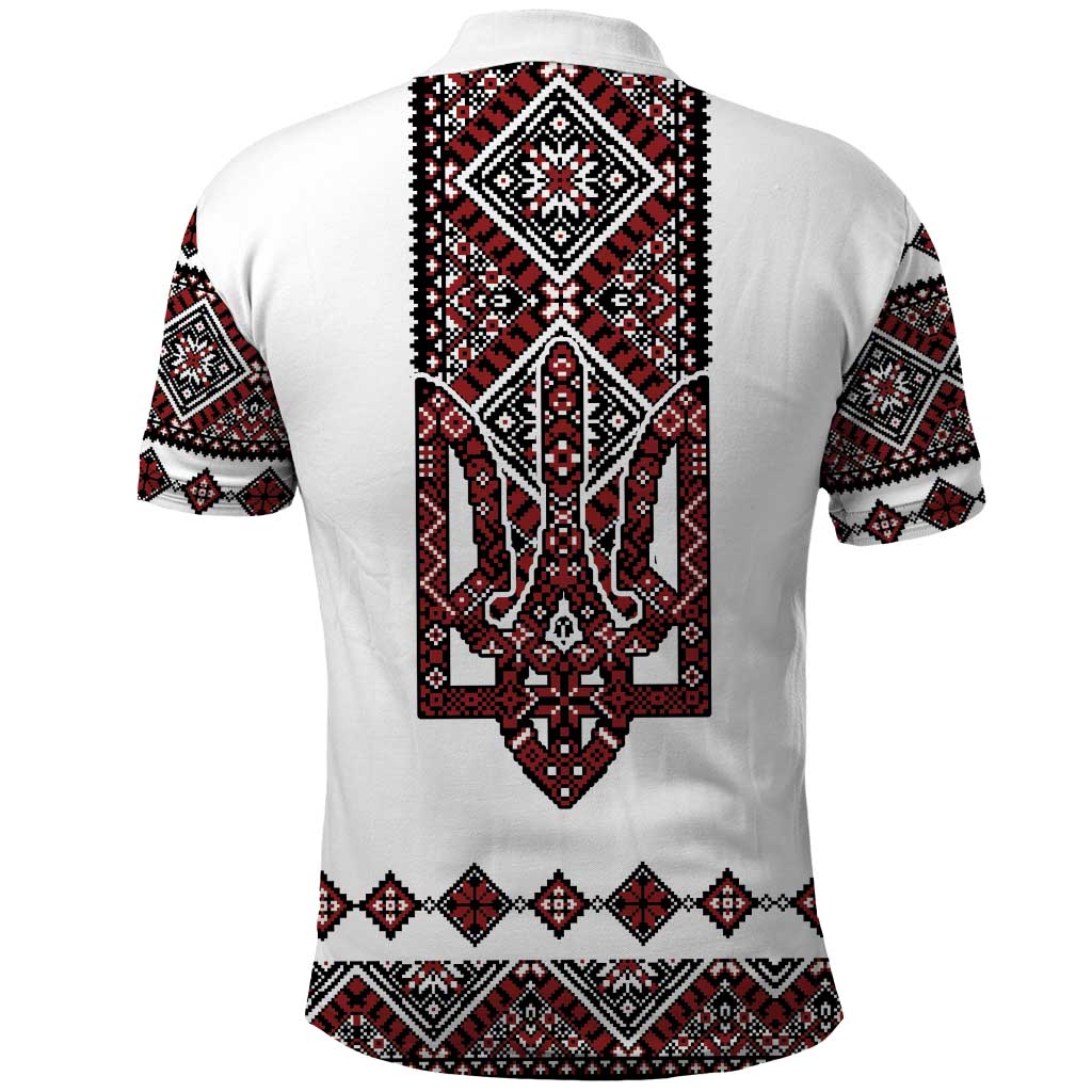 Ukraine Bandura Vyshyvanka Pattern Polo Shirt Ukrainian Heritage Folk White Version - Wonder Print Shop