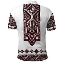 Ukraine Bandura Vyshyvanka Pattern Polo Shirt Ukrainian Heritage Folk White Version - Wonder Print Shop