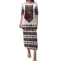 Ukraine Bandura Vyshyvanka Pattern Puletasi Ukrainian Heritage Folk White Version - Wonder Print Shop
