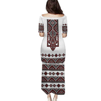 Ukraine Bandura Vyshyvanka Pattern Puletasi Ukrainian Heritage Folk White Version - Wonder Print Shop
