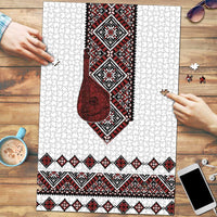 Ukraine Bandura Vyshyvanka Pattern Puzzle Ukrainian Heritage Folk White Version - Wonder Print Shop
