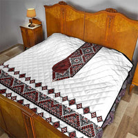 Ukraine Bandura Vyshyvanka Pattern Quilt Ukrainian Heritage Folk White Version - Wonder Print Shop