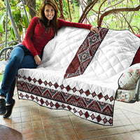 Ukraine Bandura Vyshyvanka Pattern Quilt Ukrainian Heritage Folk White Version - Wonder Print Shop