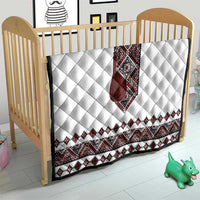 Ukraine Bandura Vyshyvanka Pattern Quilt Ukrainian Heritage Folk White Version - Wonder Print Shop