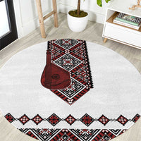 Ukraine Bandura Vyshyvanka Pattern Round Carpet Ukrainian Heritage Folk White Version - Wonder Print Shop