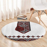 Ukraine Bandura Vyshyvanka Pattern Round Carpet Ukrainian Heritage Folk White Version - Wonder Print Shop