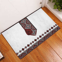 Ukraine Bandura Vyshyvanka Pattern Rubber Doormat Ukrainian Heritage Folk White Version - Wonder Print Shop