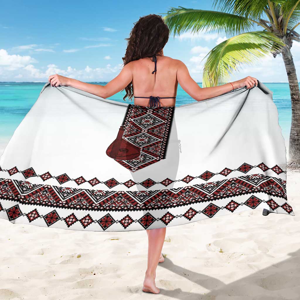 Ukraine Bandura Vyshyvanka Pattern Sarong Ukrainian Heritage Folk White Version - Wonder Print Shop