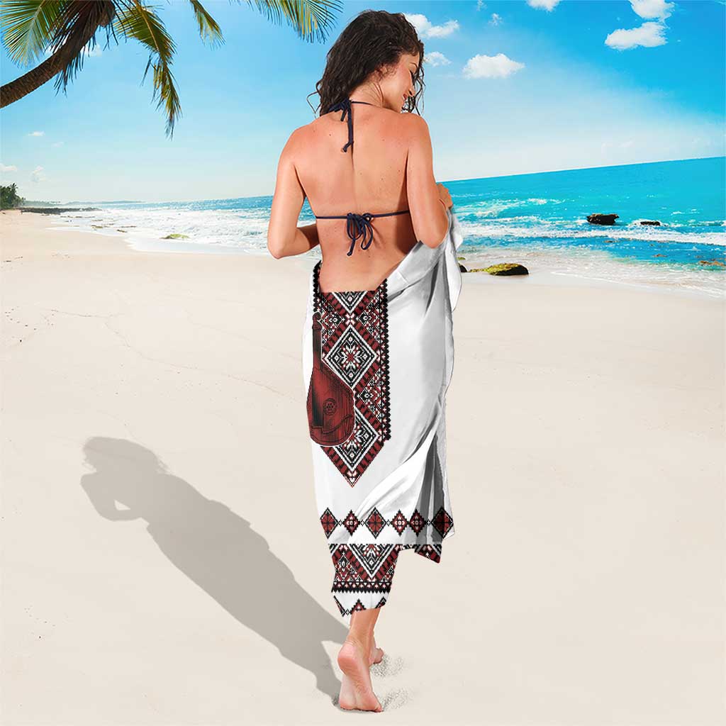 Ukraine Bandura Vyshyvanka Pattern Sarong Ukrainian Heritage Folk White Version - Wonder Print Shop