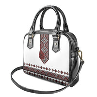 Ukraine Bandura Vyshyvanka Pattern Shoulder Handbag Ukrainian Heritage Folk White Version - Wonder Print Shop