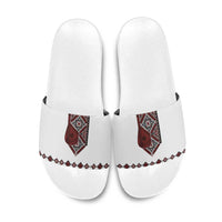 Ukraine Bandura Vyshyvanka Pattern Slide Sandals Ukrainian Heritage Folk White Version - Wonder Print Shop
