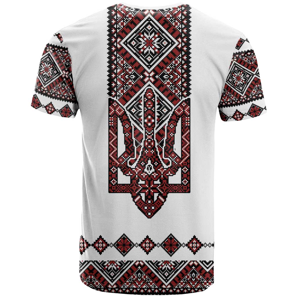 Ukraine Bandura Vyshyvanka Pattern T Shirt Ukrainian Heritage Folk White Version - Wonder Print Shop
