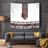 Ukraine Bandura Vyshyvanka Pattern Tapestry Ukrainian Heritage Folk White Version - Wonder Print Shop