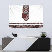 Ukraine Bandura Vyshyvanka Pattern Tapestry Ukrainian Heritage Folk White Version - Wonder Print Shop
