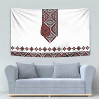 Ukraine Bandura Vyshyvanka Pattern Tapestry Ukrainian Heritage Folk White Version - Wonder Print Shop