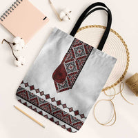 Ukraine Bandura Vyshyvanka Pattern Tote Bag Ukrainian Heritage Folk White Version - Wonder Print Shop