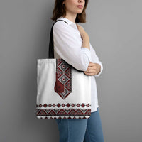 Ukraine Bandura Vyshyvanka Pattern Tote Bag Ukrainian Heritage Folk White Version - Wonder Print Shop