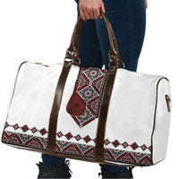 Ukraine Bandura Vyshyvanka Pattern Travel Bag Ukrainian Heritage Folk White Version - Wonder Print Shop