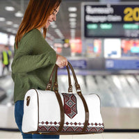 Ukraine Bandura Vyshyvanka Pattern Travel Bag Ukrainian Heritage Folk White Version - Wonder Print Shop