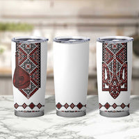 Ukraine Bandura Vyshyvanka Pattern Tumbler Cup Ukrainian Heritage Folk White Version - Wonder Print Shop