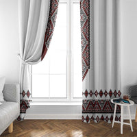 Ukraine Bandura Vyshyvanka Pattern Window Curtain Ukrainian Heritage Folk White Version - Wonder Print Shop