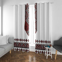 Ukraine Bandura Vyshyvanka Pattern Window Curtain Ukrainian Heritage Folk White Version - Wonder Print Shop