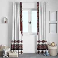 Ukraine Bandura Vyshyvanka Pattern Window Curtain Ukrainian Heritage Folk White Version - Wonder Print Shop