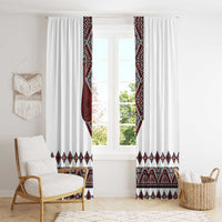 Ukraine Bandura Vyshyvanka Pattern Window Curtain Ukrainian Heritage Folk White Version - Wonder Print Shop
